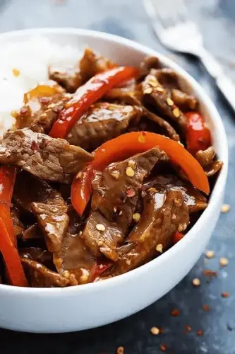 Công Thức Bò Xào Sốt Cam Ớt Cay