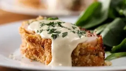 Ức Gà Cuộn Giăm Bông, Pho-Mai, Rau Cải Chân Vịt Nướng Giòn